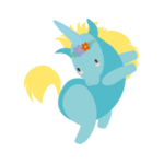 Enhörning blå blommor